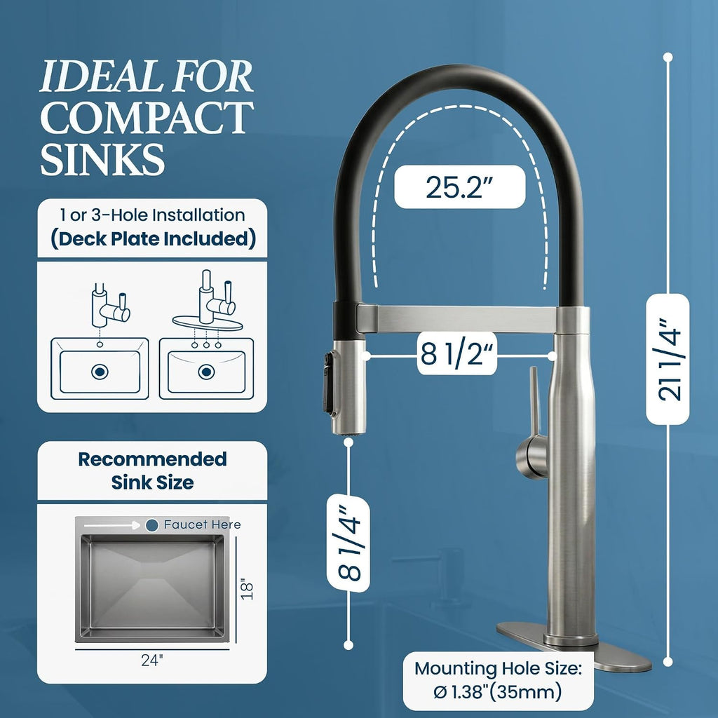 STiLWERK 3-in-1 Kitchen Sink Faucet with Pull-Out Sprayer, 3 Way Hot, Cold & Drinking Water Mixer, Magnetic Docking, Stainless Steel, Satin Stainless Finish