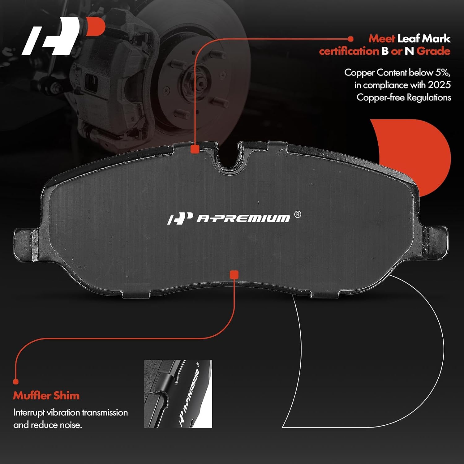 A-Premium 13.27 inch (337 mm) Front Vented Disc Brake Rotors + Ceramic Pads Kit Compatible with Select Land Rover Models - Range Rover Sport 2006-2009, LR3 2005-2009, 6-PC Set