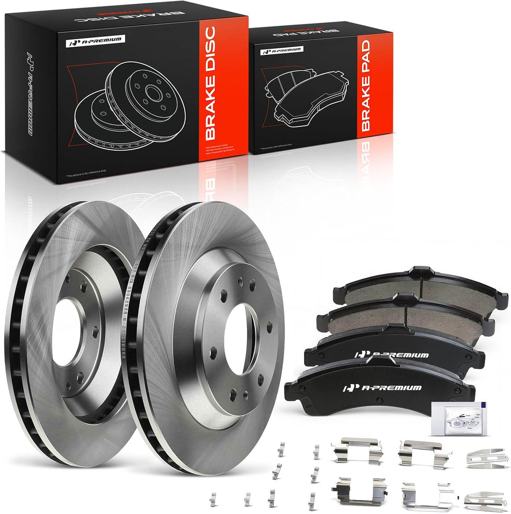 A-Premium 12.01 inch (305mm) Front Vented Disc Brake Rotors + Ceramic Pads kit Compatible with Select Chevy, Buick, GMC, Isuzu and Oldsmobile Models - Rainier, Trailblazer, Envoy, Ascender, Bravada