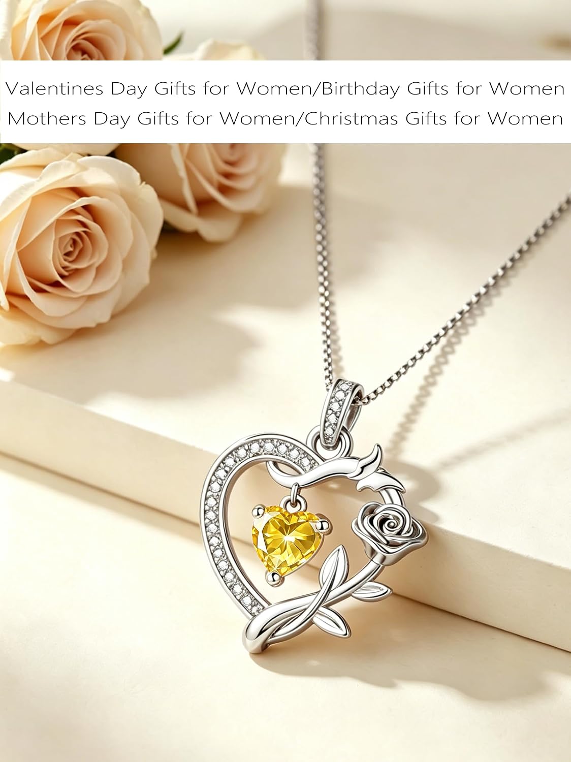 HeartMelody Heart Necklaces for Women Gold,14k 18K White Gold Plated Dainty Rose Butterfly Necklace with Garnet Birthstone Pendant Necklace Everyday Jewelry Birthday Christmas Gifts for Women Mom Her
