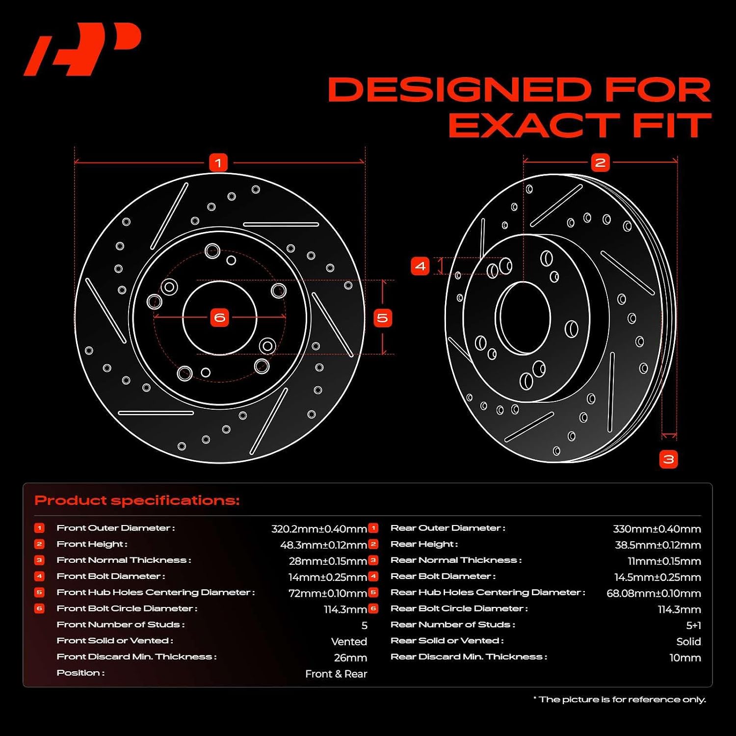 A-Premium Front and Rear Drilled and Slotted Disc Brake Rotors + Ceramic Pads Kit Compatible with Select Ford and Lincoln Models - Edge 2011-2014, MKX 2011-2015, 12-PC Set