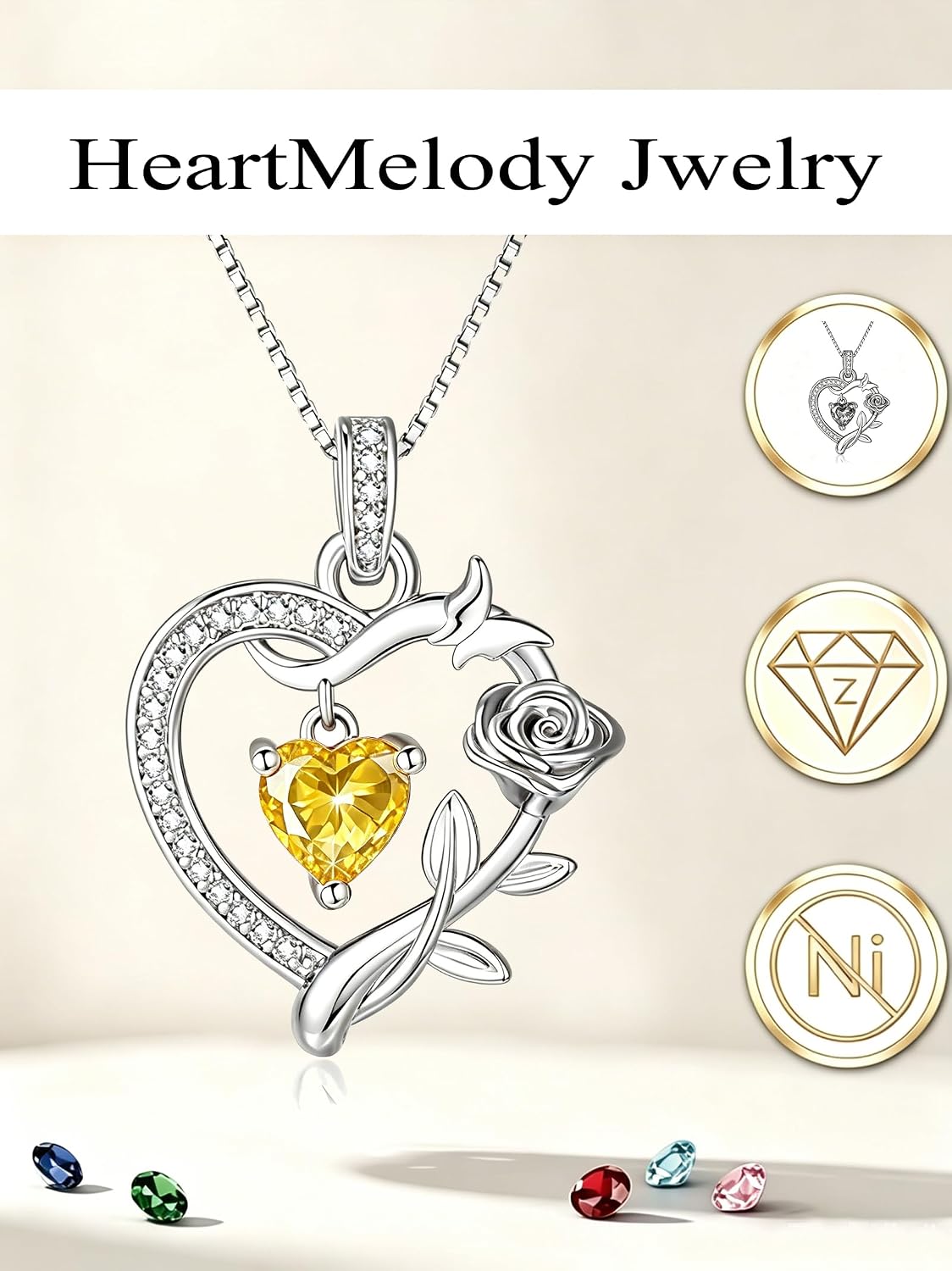 HeartMelody Heart Necklaces for Women Gold,14k 18K White Gold Plated Dainty Rose Butterfly Necklace with Garnet Birthstone Pendant Necklace Everyday Jewelry Birthday Christmas Gifts for Women Mom Her