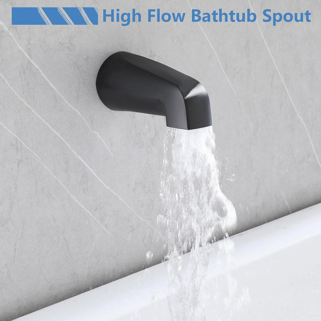3 Handles Shower Faucet Set with Tub Spout Bathtub Shower Faucets Combo Set Shower System Complete Tub and Shower Trim Kit Shower Fixtures Matte Black