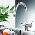 Kitchen Faucet 360 Degree Rotate Hot Cold Mixer Kitchen Taps Dual Handle Drinking Water Tap(Chrome)