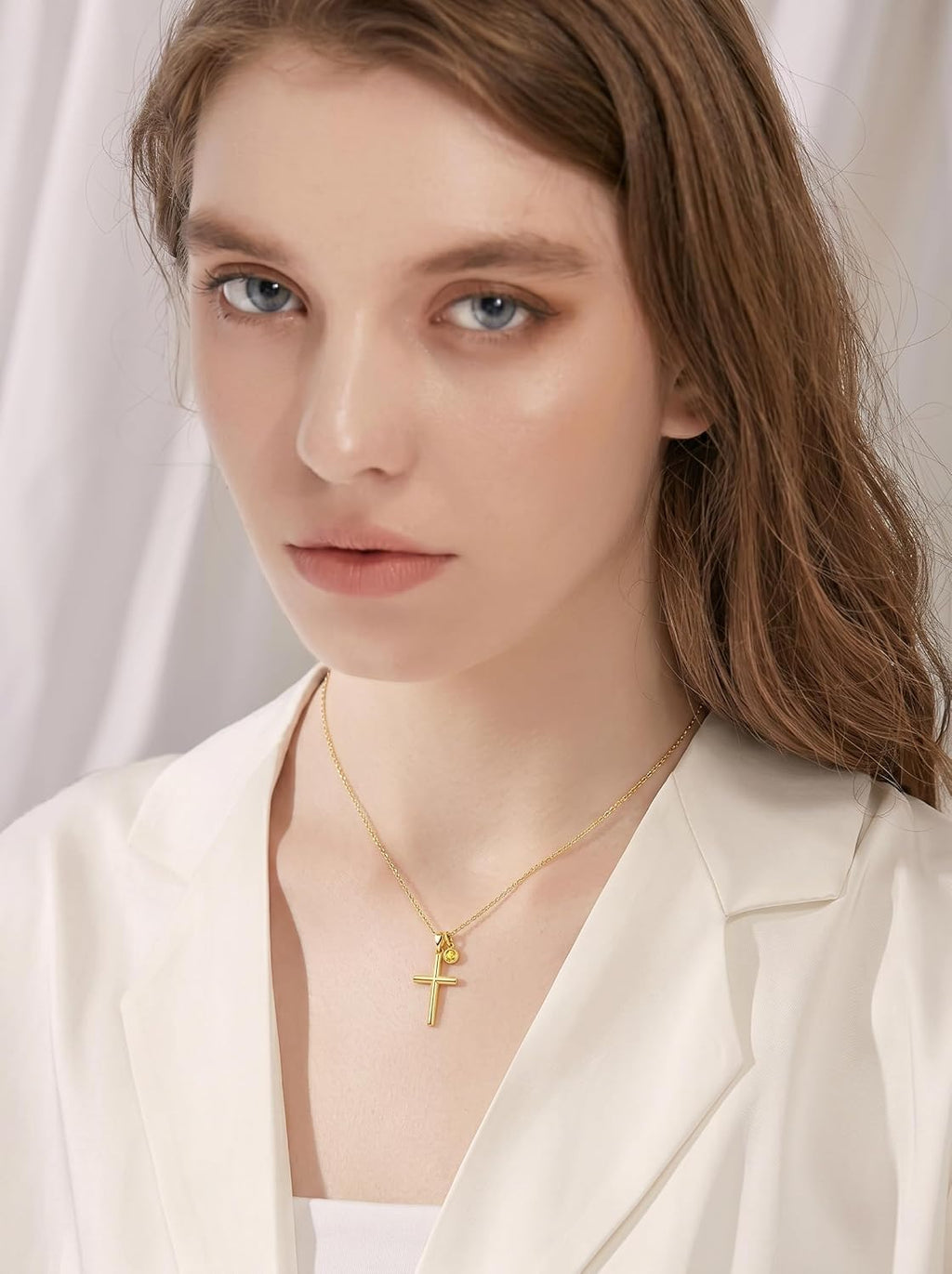 18K Gold Cross Pendant for Women Gold Cross Necklace 18K Gold Jewelry Religious Gift
