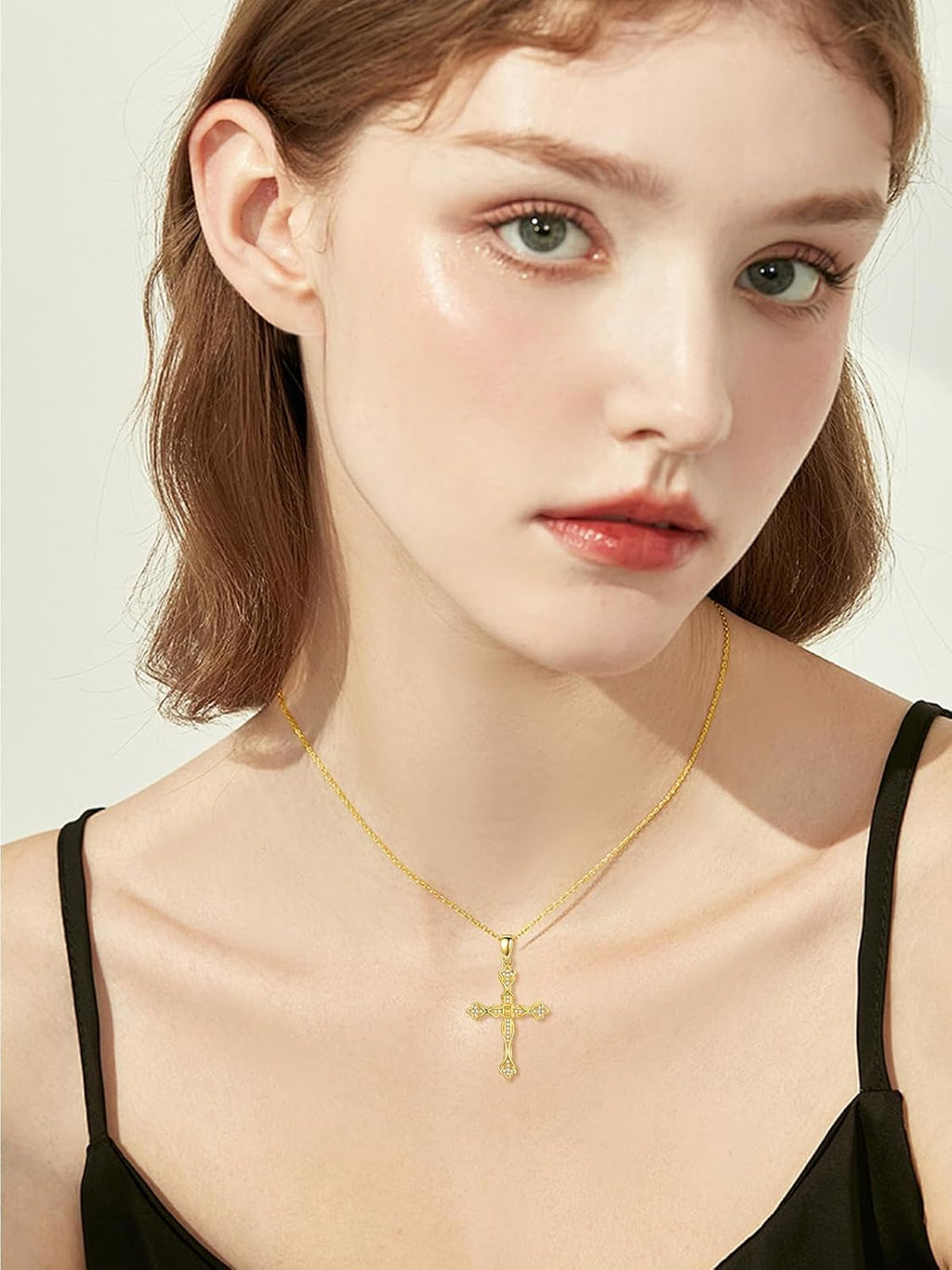18K Gold Cross Pendant for Women Gold Cross Necklace 18K Gold Jewelry Religious Gift