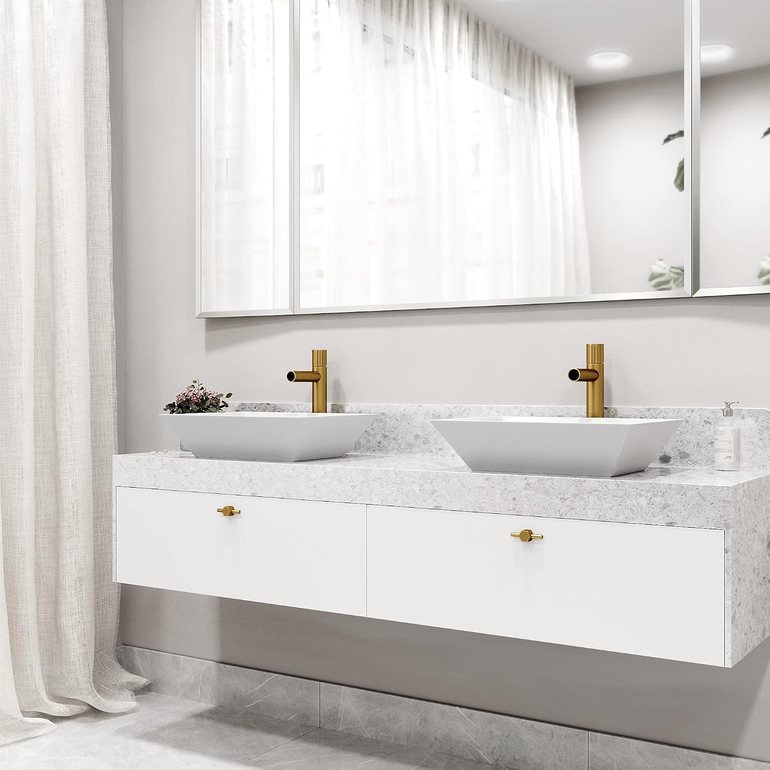 VIGO Ashford Single-Handle Single-Hole Mount Vessel Bathroom Sink Faucet, 11-Inch, Matte Brushed Gold, Modern Design, Solid Brass, 1.2 GPM WaterSense & Ceramic Disc Valve, Corrosion-Resistant