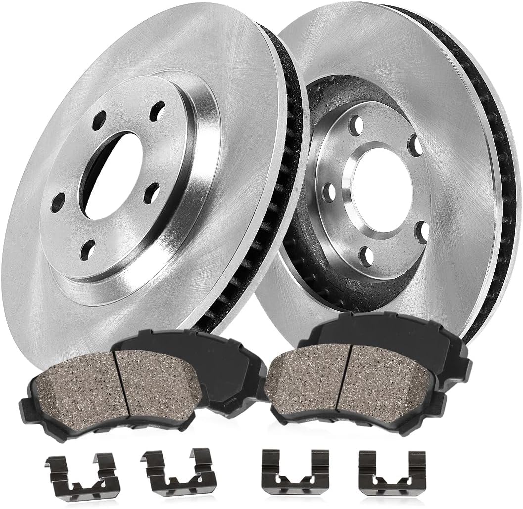 Callahan Brake Parts Front Brake Kit For Cadillac CTS 2014-19 | Chevrolet Camaro 2016-24 - Disc Rotors with Ceramic Brake Pads + Hardware, EBYK028352