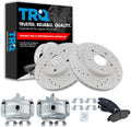 TRQ Performance Front Brake Pad and Rotor Set Ceramic Vented G Coated Rotors Calipers Compatible with 2006-2011 Honda Civic