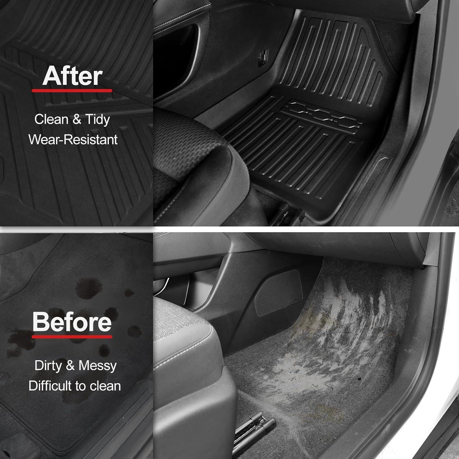Floor Mats for 2017-2023 GMC Acadia 6 Passenger Captain Chairs All Weather Cargo Mat with Backrest Mat for 2023 GMC Acadia Denali Accessories