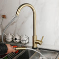 Pull Down Brushed Gold Touch Kitchen Faucet Smart Sensor Cold and Hot Mixer Water Tap