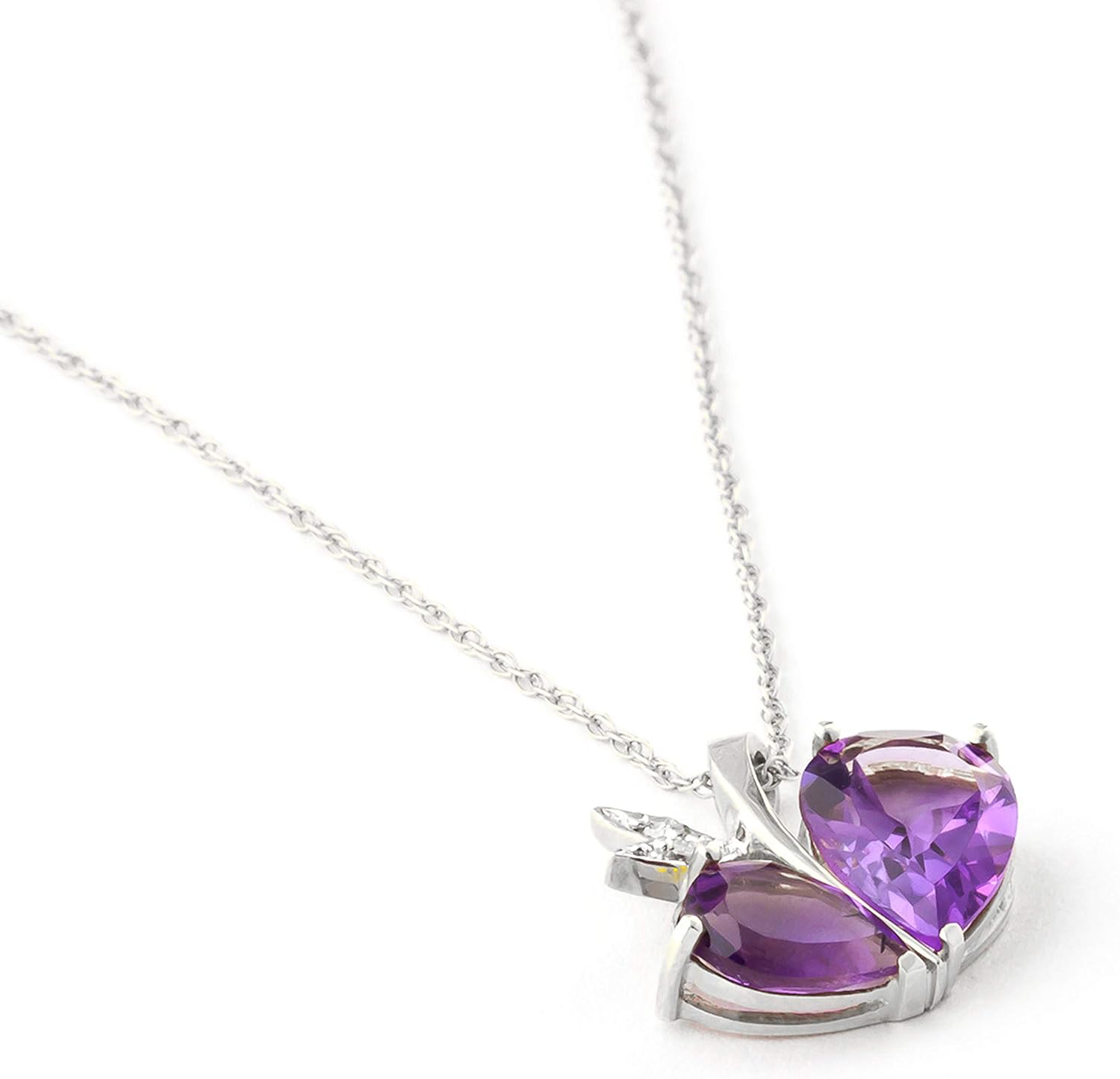 Galaxy Gold GG 4.06 CT. 14k Yellow Gold Modern Heart Necklace with Natural Diamonds and Amethysts