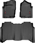 Rough Country Floor Armor Front & Rear Floor Mats for Nissan Titan (2017–2024) & Titan XD (2016–2024) Crew Cab w/Front Bench Seats - All-Weather Protection, Spill Saver Lip