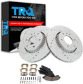 TRQ Performance Front Brake Pad & Rotor Set Ceramic Coated Drilled Solid Rotors Compatible with 02-05 Chevrolet Trailblazer 02-05 GMC Envoy 04-05 Buick Rainier 03-06 Isuzu Ascender 2005 Saab 9-7x