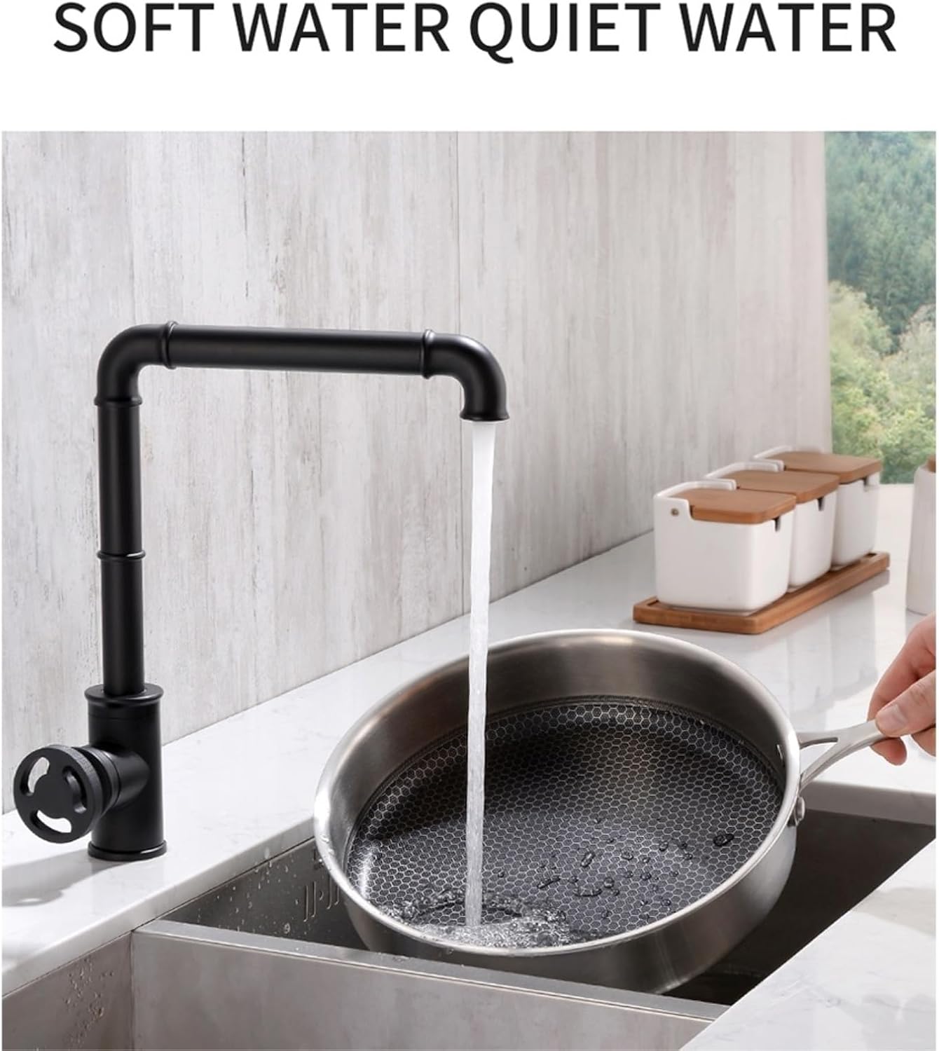 Retro Industrial Style Brass Kitchen Faucet - Hot and Cold Water Mixer Tap for Bathroom and Kitchen(Gold)