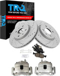 TRQ Performance Front Brake Pad and Rotor Set Ceramic Vented Coated Rotors Calipers Compatible with 2012-2017 Fiat 500