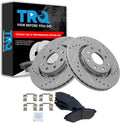 TRQ Performance Front Ceramic Brake Pad and Rotor Set Coated Drilled Slotted Compatible with 2004-2011 Chevrolet Aveo 2007-2011 Chevrolet Aveo5 2013-2015 Spark 2009 Pontiac G3