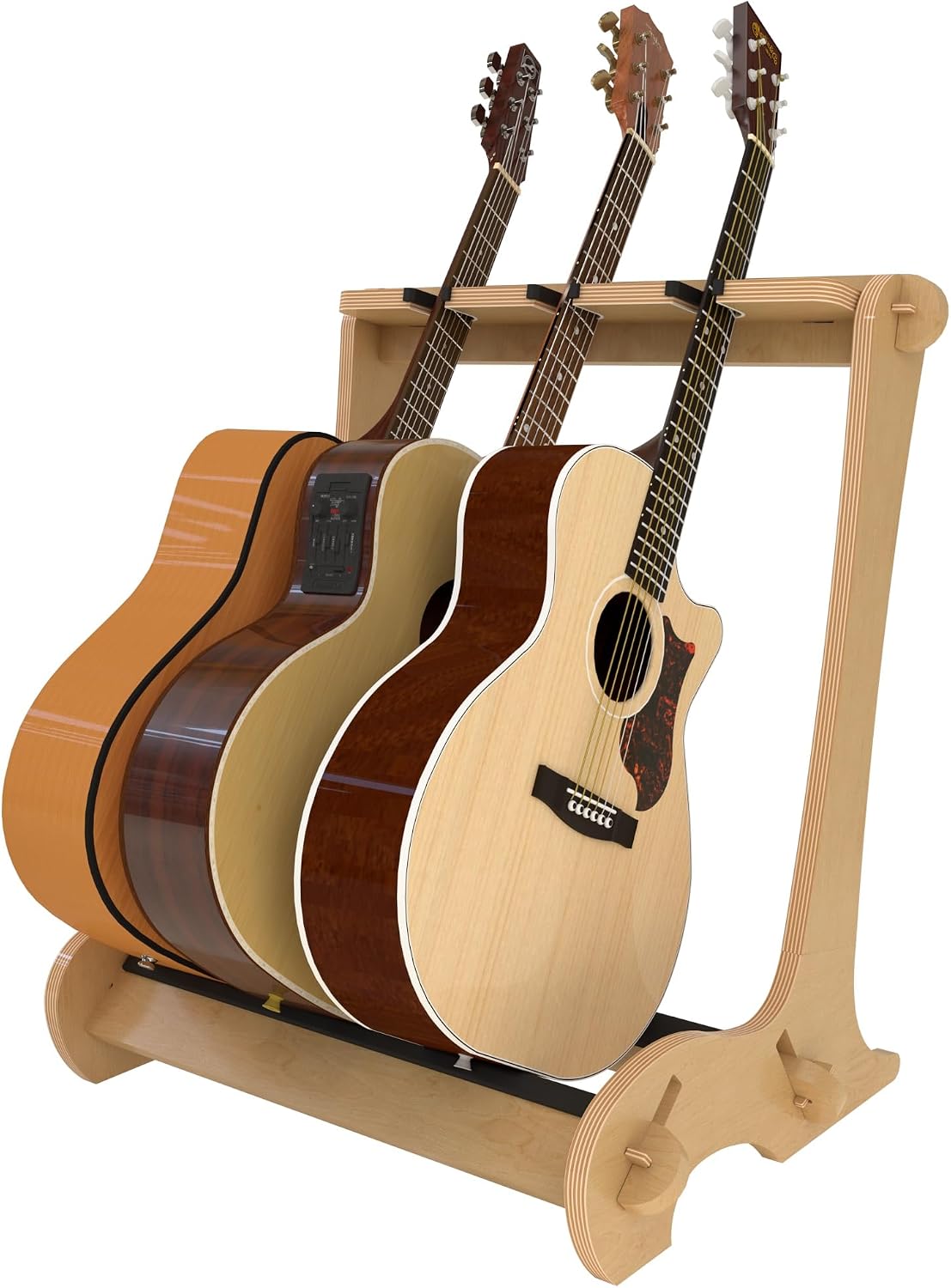 A&S Crafted Products Guitar Stand for 3 Acoustics or Electrics | The VersaRack | Solid Wood Rack | Made in U.S.A.