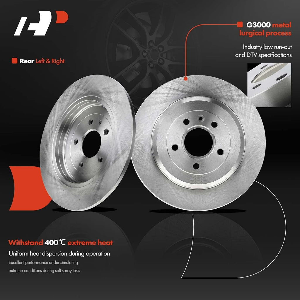A-Premium Front Vented & Rear Solid Disc Brake Rotors + Ceramic Pads Kit Compatible with Select Ford and Lincoln Models - Edge, MKX 2011-2014, 12-PC Set