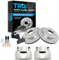 TRQ Front Brake Pad and Rotor Set Semi Metallic Vented Rotors Calipers Compatible with 1988-2000 Chevrolet K1500 K2500 Tahoe Suburban Blazer GMC K1500 K2500 Yukon Suburban 1999-2000 Cadillac Escalade