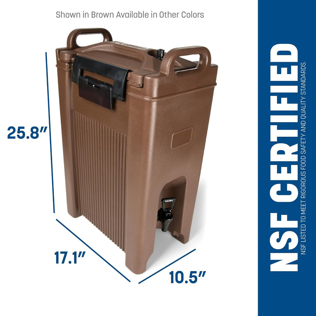 Carlisle FoodService Products 5-Gallon Insulated Beverage Dispenser, Cateraide, Food-Grade with Handles, Rugged PE Shell with PU Insulation for Coffee, Tea and Hot or Cold Drinks, Brown - Made in USA