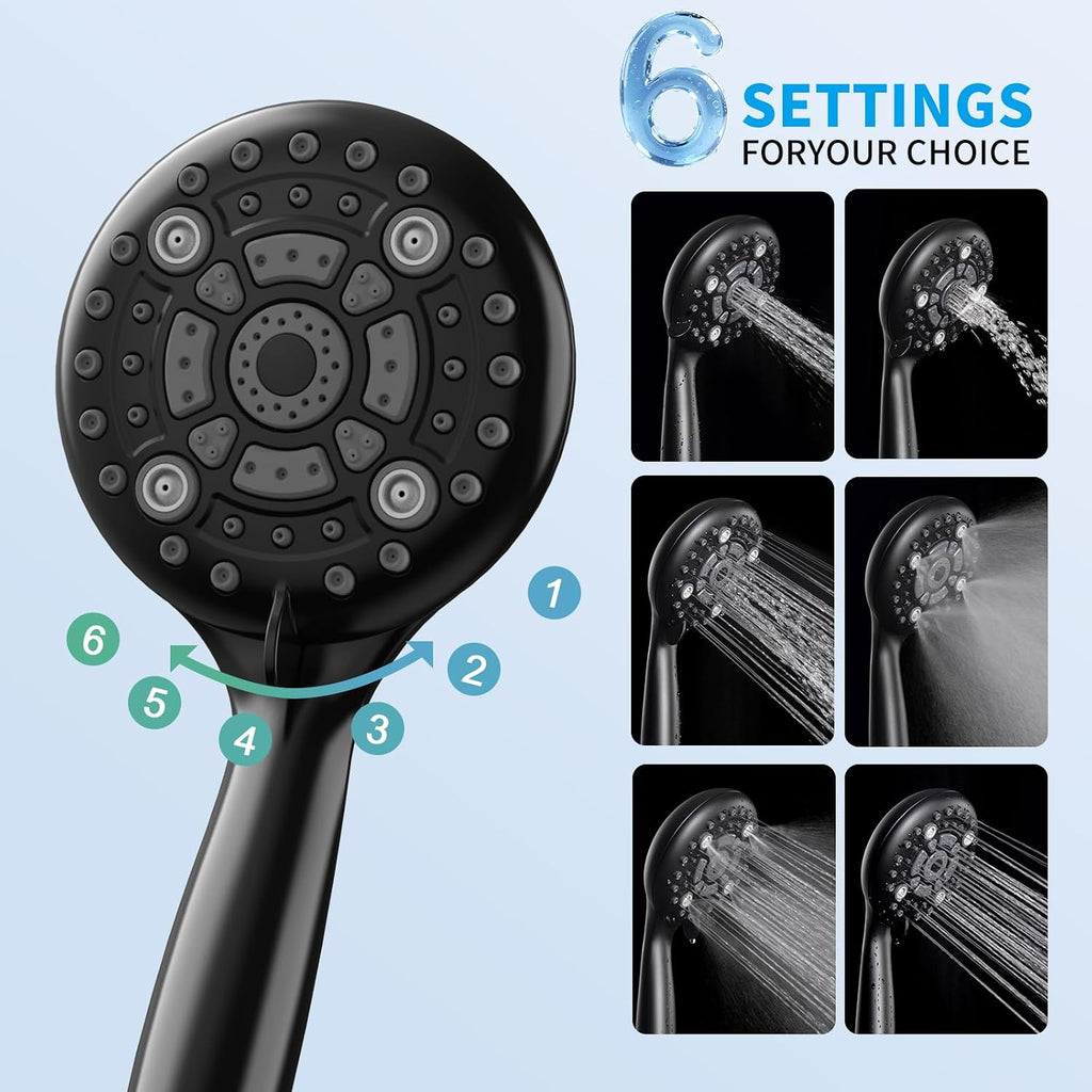 EMBATHER Shower Faucet Sets - Overhead Rain Head Shower System with High Pressure Handheld Complete Combo and Mixer Valve Trim Kit - Matte Black Rainfall Shower Fixture for Luxury Bathroom