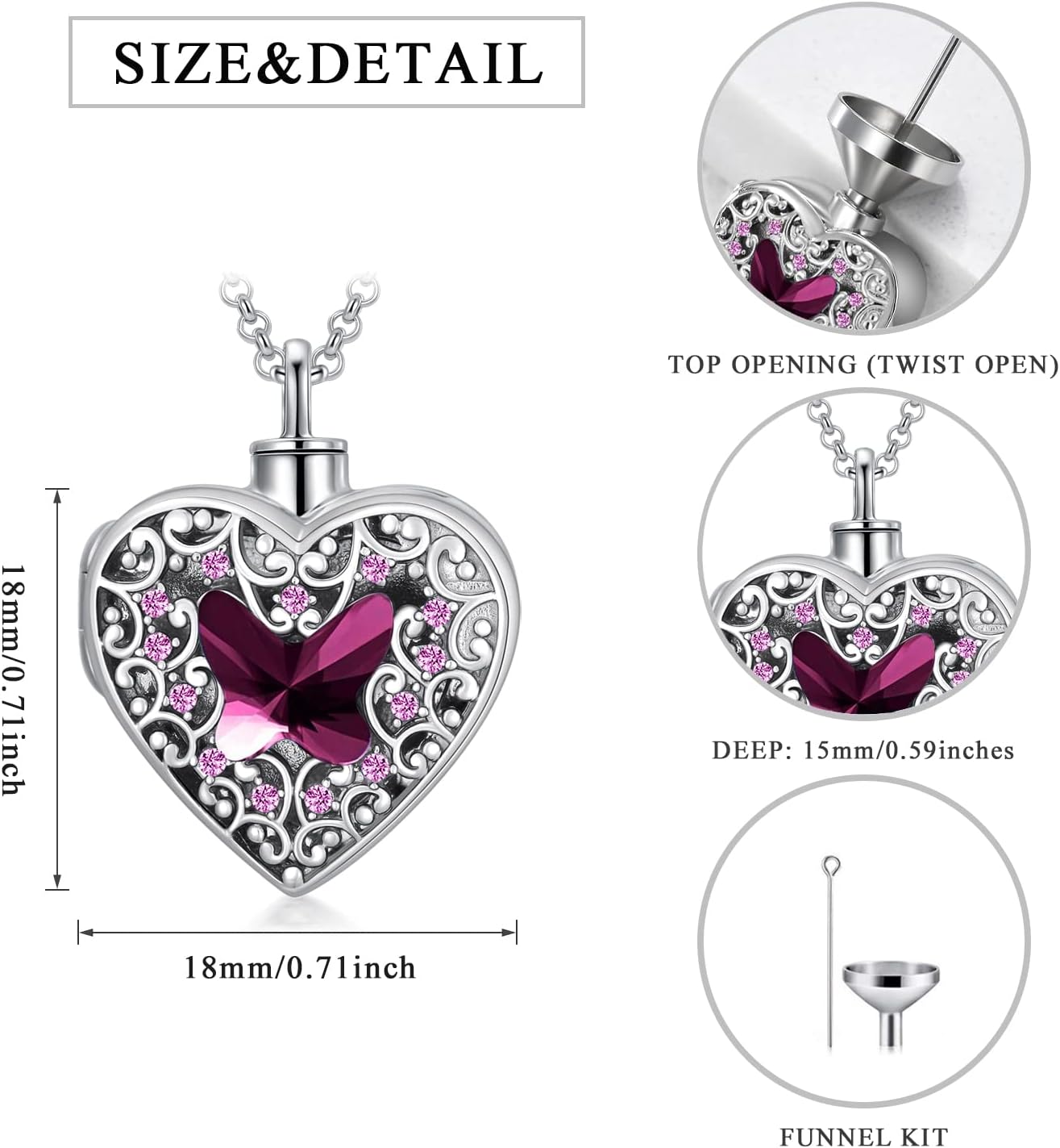 Dorunmo Personalized Heart Urn Locket Necklace for Ashes and Pictures 925 Sterling Silver Customized Locket Memorial Keepsake Cremation Jewelry for Ashes for Women Men Keep Someone Near to You