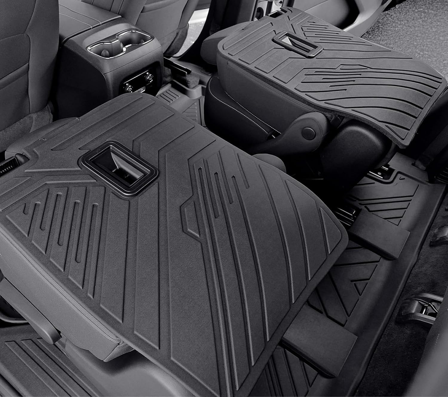 Floor Mats Set for 2024-2026 Chevy Traverse & GMC Acadia & 2025-2026 Buick Enclave, with 2nd Row Kick Mats, Only for 7 Seats Captain Chairs, All Weather TPE Cargo Liner Door Sill Accessories