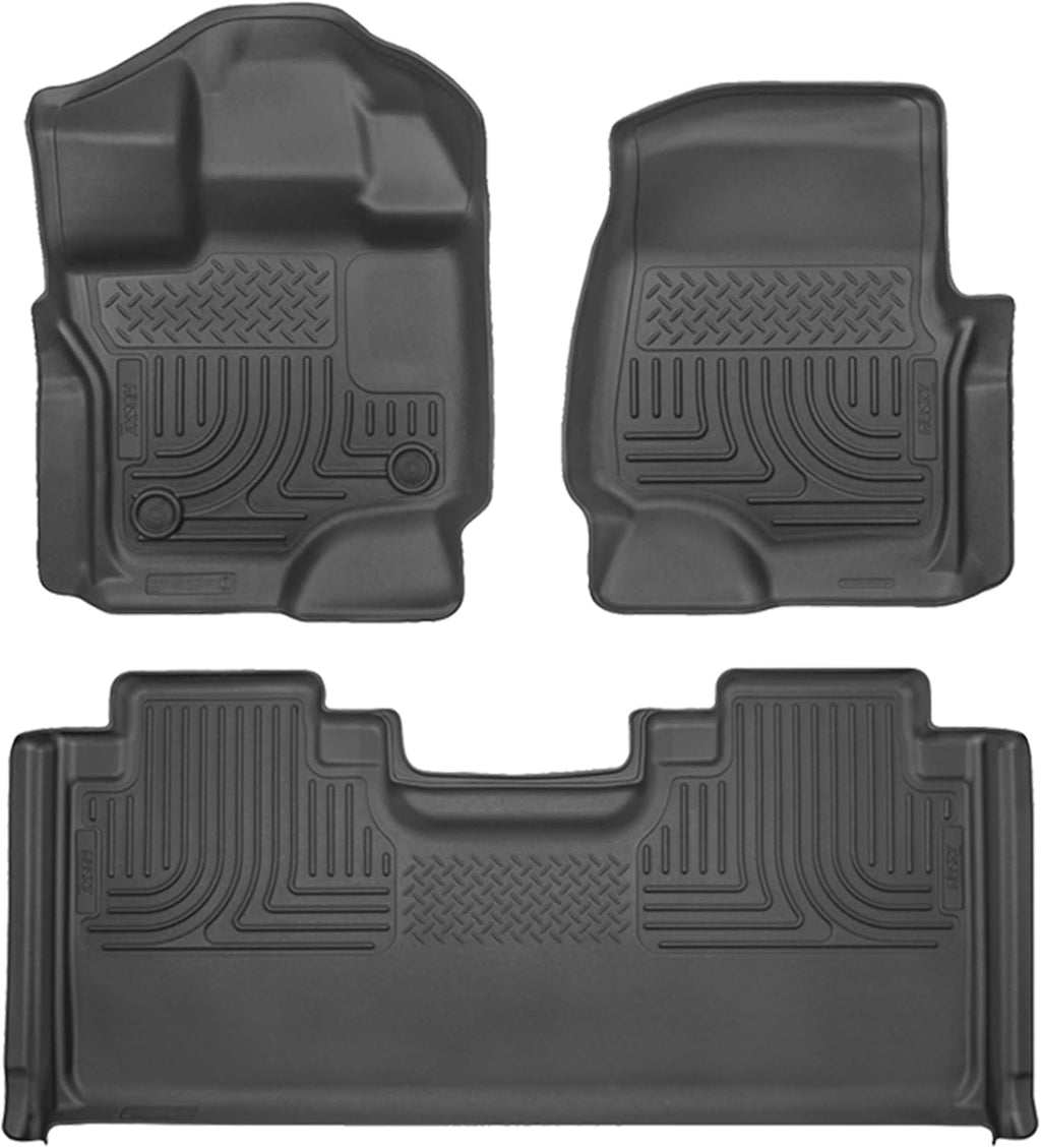 Husky Liners Weatherbeater Floor Mats | Fits 2015-2026 Ford F-150 SUPERCAB ONLY | Front & 2nd Row, 3-pc Black - 94051