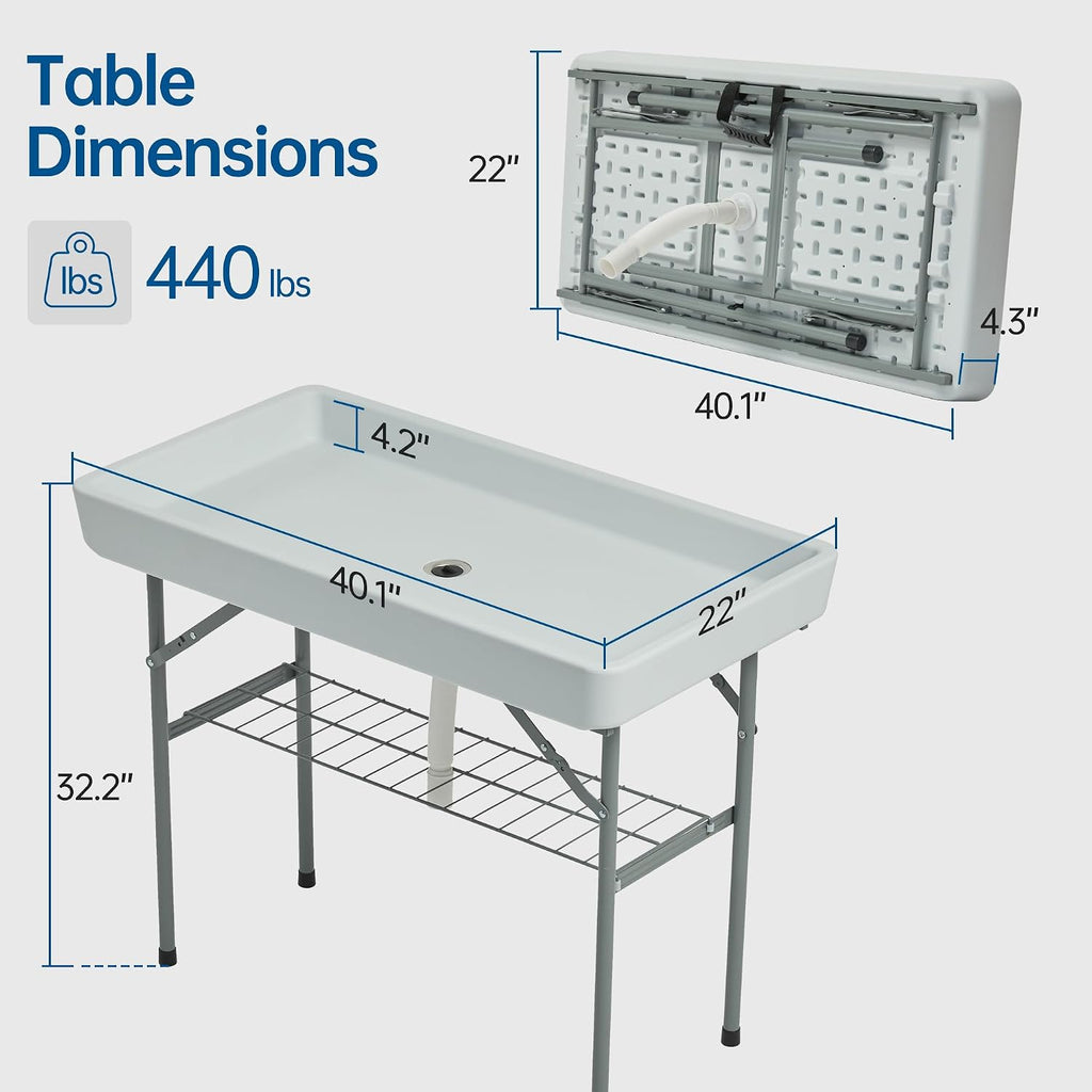 Outdoor Ice Cooler Folding Table, Portable Cooler Table with Removable Matching Skirt, Chill Table for Party BBQ Camping Wedding White