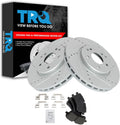 TRQ Performance Front Brake Pad & Rotor Set Ceramic Drilled Coated Rotors Compatible with 01-05 Mercedes-Benz C320 03-05 C240 CLK320 06-07 C280 C350 06-09 CLK350 06-08 SLK280 09-11 SLK300