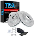 TRQ Performance Front Brake Pad and Rotor Set Ceramic G Coated Slotted Drilled Rotors Compatible with 2004 Pontiac Grand Prix
