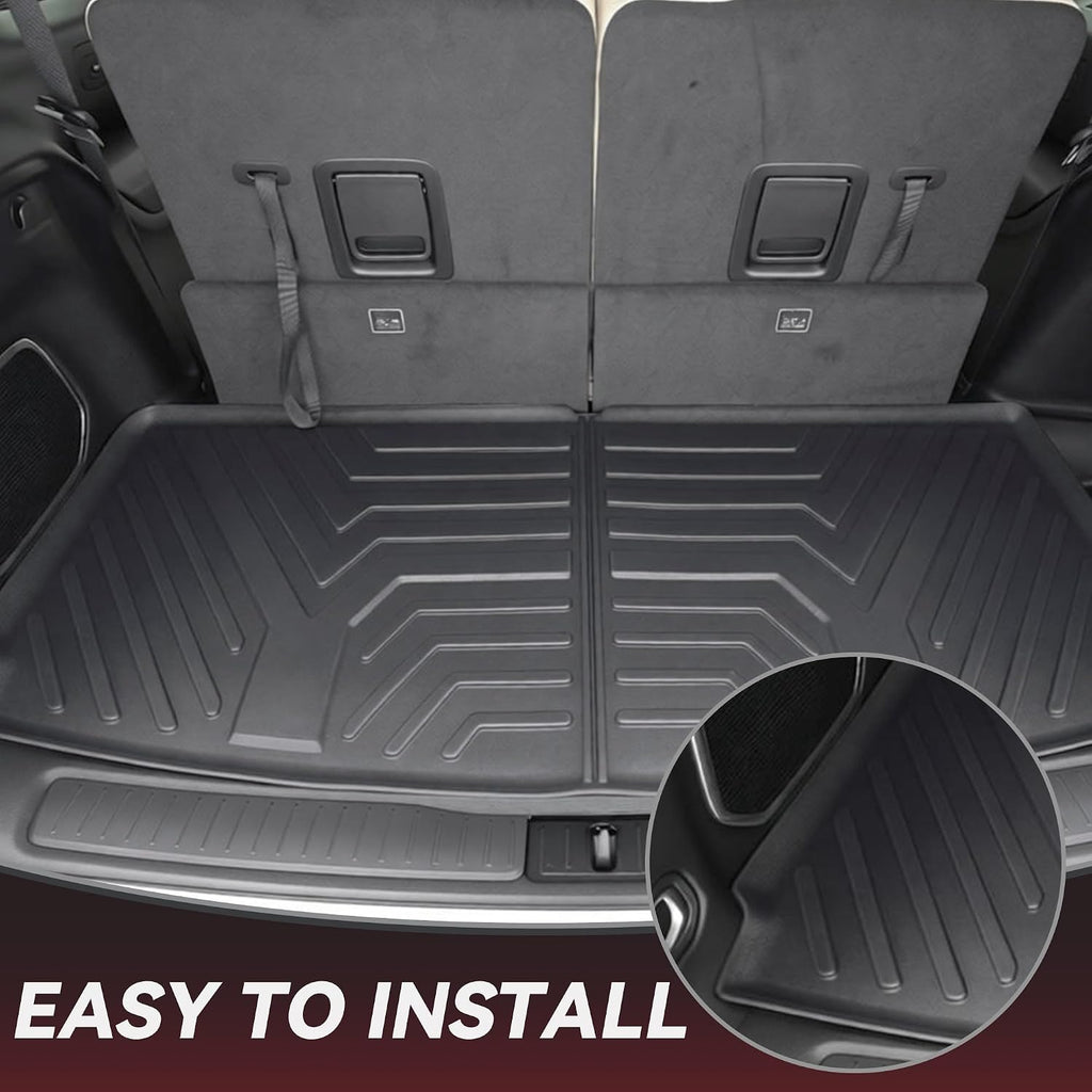 YITAMOTOR Floor Mats for Jeep Grand Cherokee L 2026-2021 (ONLY 6-Seater w/o Center Console), All Weather Custom Fit TPE Cargo Liner for 1-3 Rows and Trunk Full Car Mat Set Automotive Accessories Black