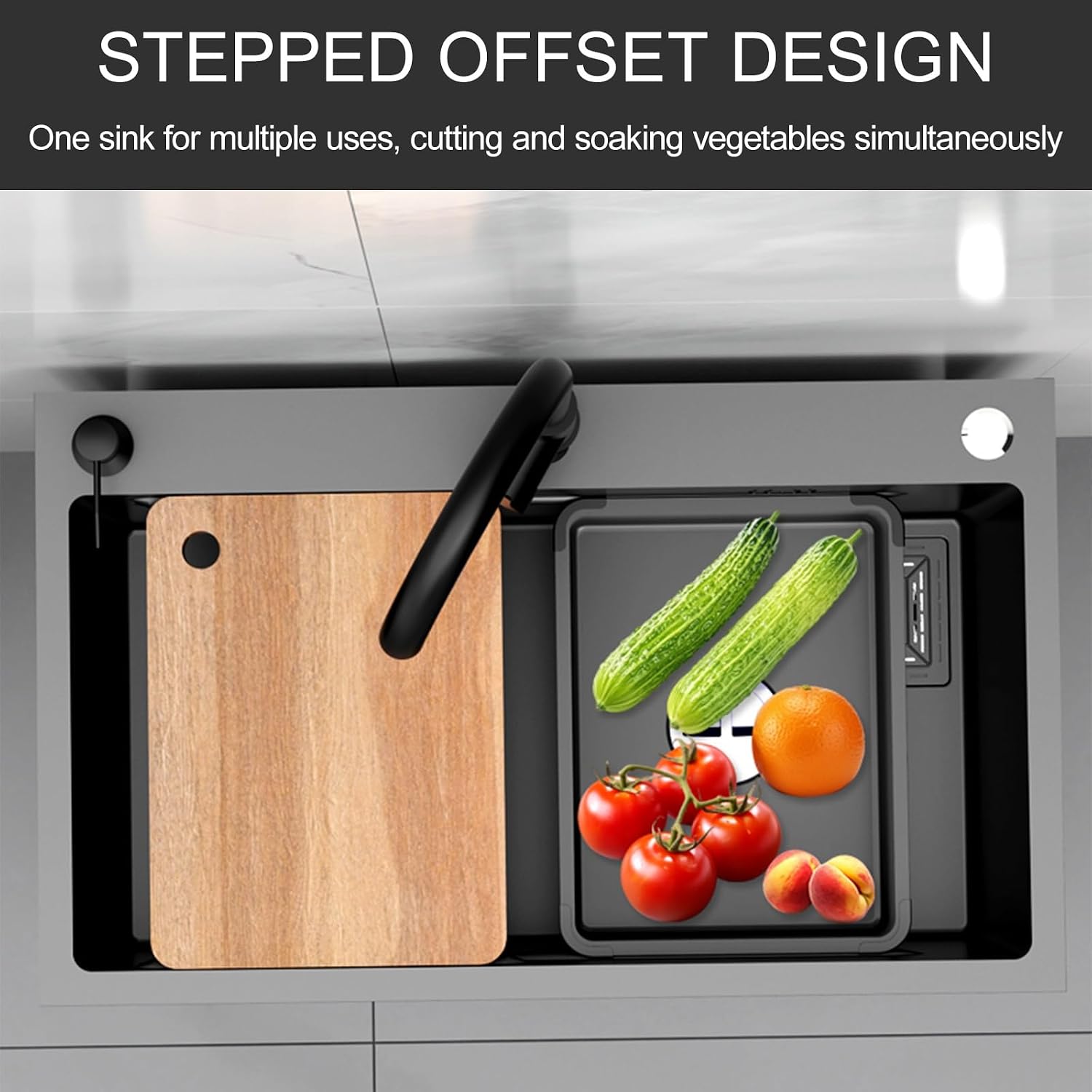 Cabinet Stainless Steel Sink with Storage,Commercial Kitchen Sink with Pull-Out Faucet,Bathroom Sink with Black Faucet and Storage Shelves,for Kitchen,Restaurant,Outdoor,Laundry