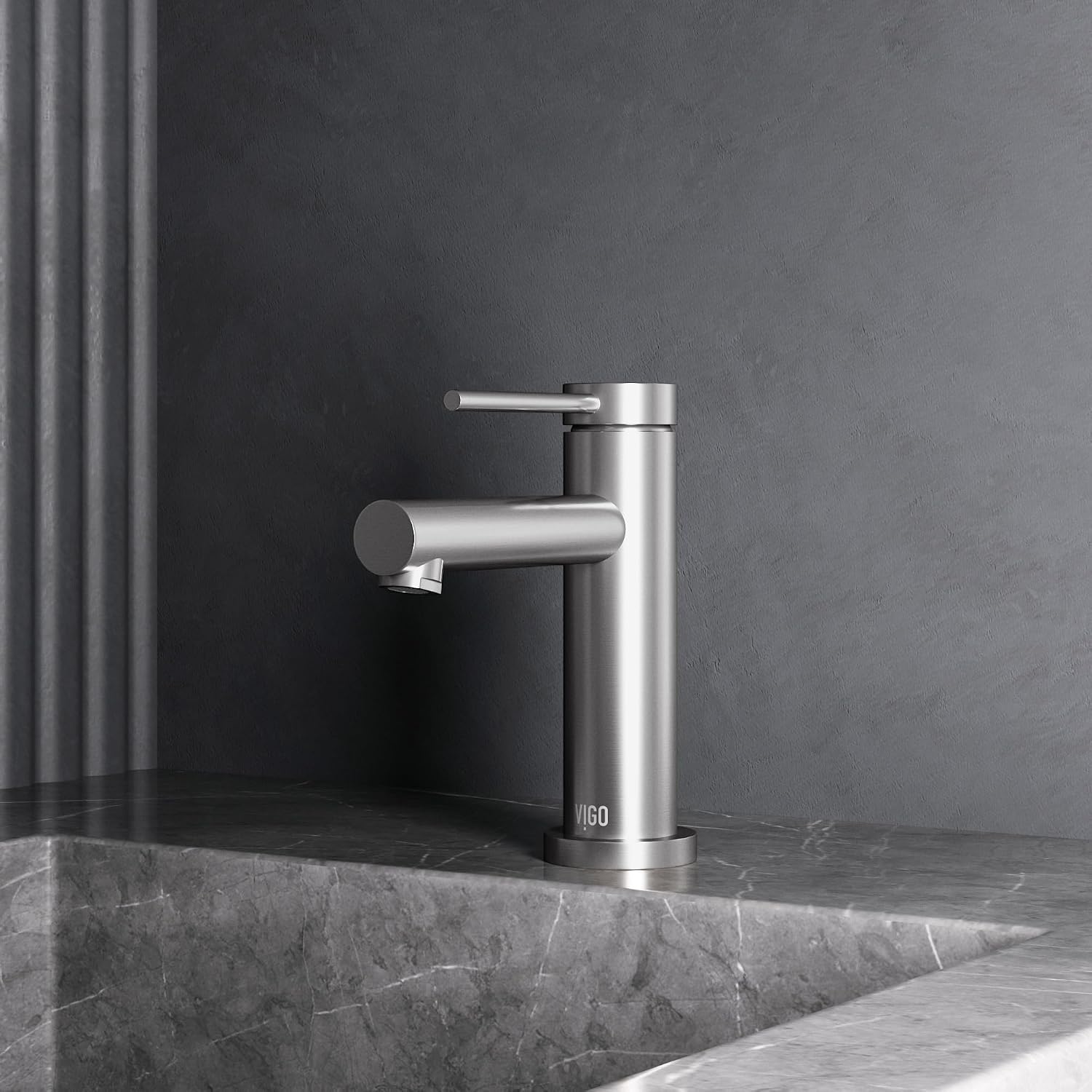 VIGO Jewel Single-Handle Single-Hole Mount Bathroom Sink Faucet, 6-Inch, Brushed Nickel, Modern Design, Solid Brass, 1.2 GPM WaterSense & Ceramic Disc Valve, Corrosion-Resistant
