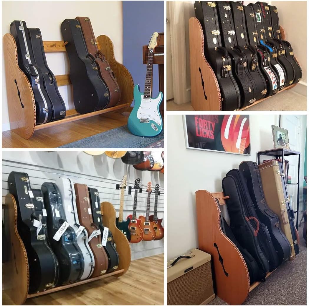 A&S Crafted Products Guitar Case Rack for Electrics & Acoustics - The Studio Deluxe (Regular) | Red Oak | Made in U.S.A.