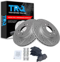 TRQ Performance Front Brake Pad and Rotor Set Ceramic Coated Drilled Slotted Rotors Compatible with 2006-2011 Hyundai Accent Kia Rio