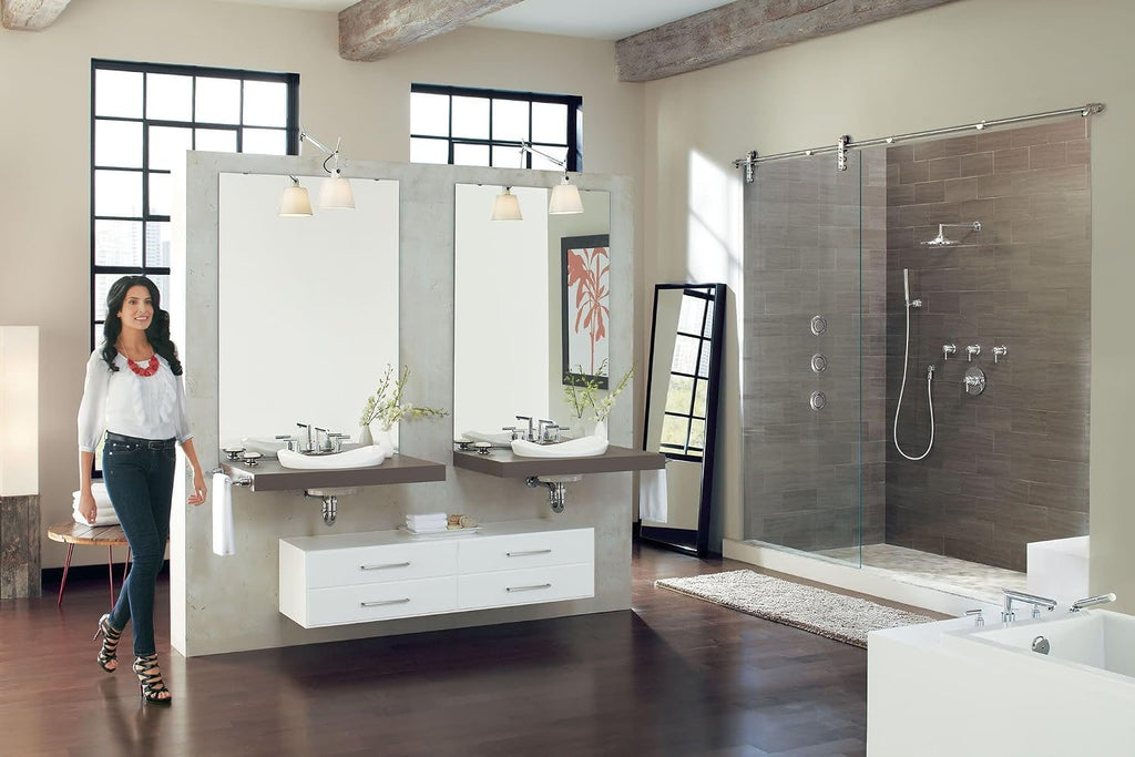 Moen TS43002 Arris Two-Handle Modern 8 in. Widespread Bathroom Faucet Trim Kit, Valve Required, Chrome
