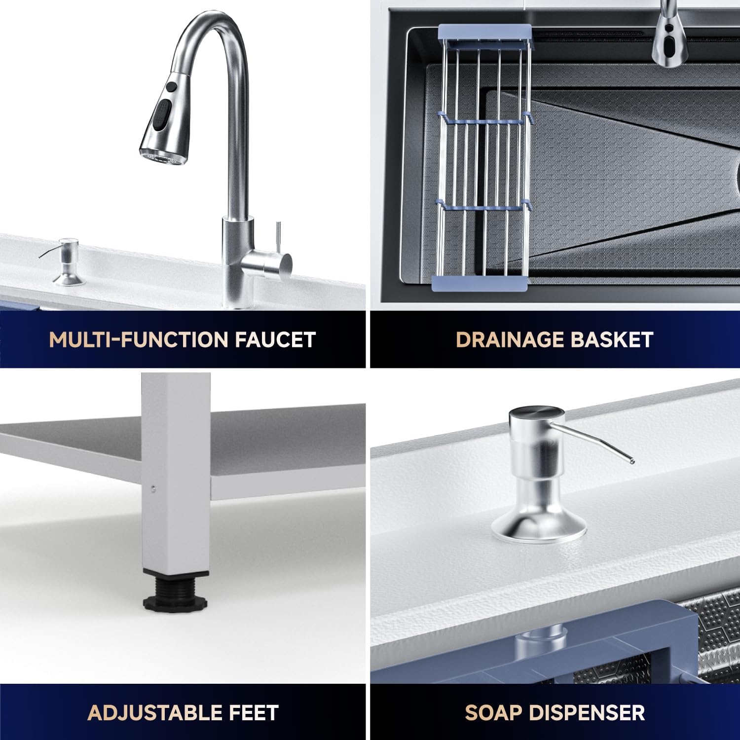 Stainless Steel Utility Sink,36' Laundry Freestanding Sink with Cold and Hot Water Faucet,Commercial Single Bowl Laundry Room Utility Sink for Kitchens, Garage, Bathrooms