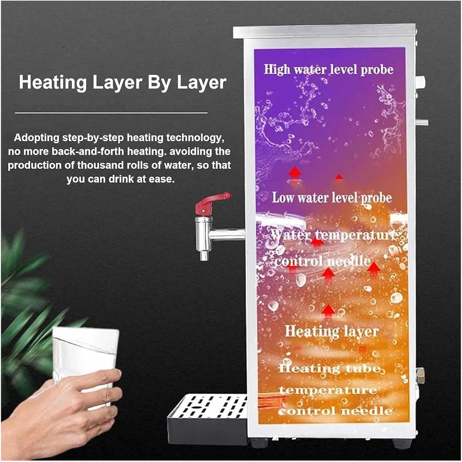 Commercial Electric Water Heater, 13.2 Gal/Hour Tabletop Hot Water Dispenser with Digital Thermostat, Non-Drip Faucet for Restaurants, Coffee Shops, Offices, Bakeries