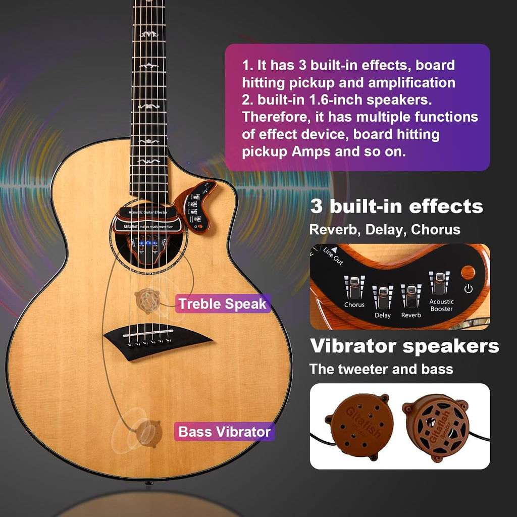 Folk Acoustic Guitar Built-in Effector Kids Adult Beginner Spruce 41'' Cutaway JF Barrel Folk Guitarra Strap Tuner Capo 6 Steel Strings Rock Folk Guitar