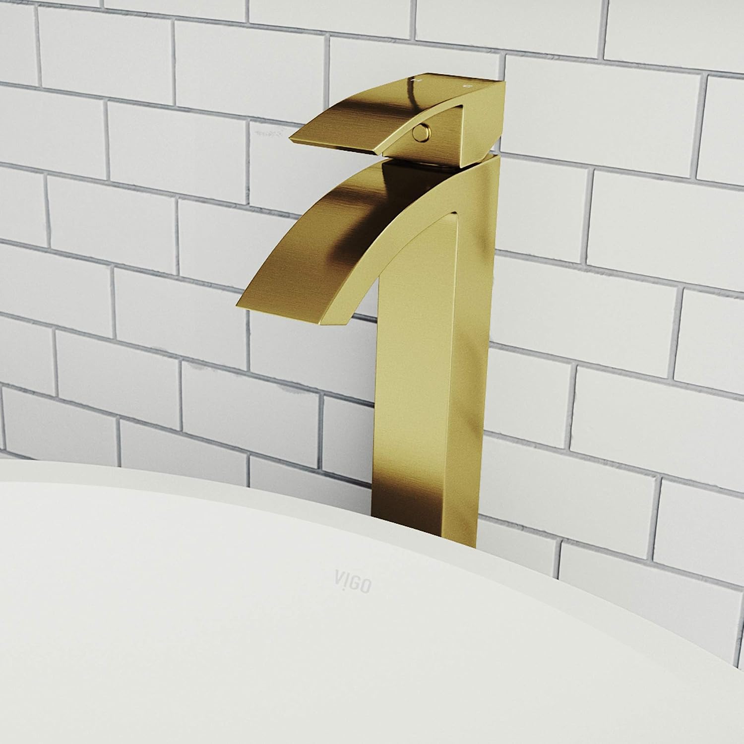 VIGO Duris Waterfall Single-Handle Single-Hole Mount Vessel Bathroom Sink Faucet, 12-Inch, Matte Brushed Gold, Modern Design, Solid Brass, 1.2 GPM WaterSense & Ceramic Disc Valve, Corrosion-Resistant
