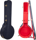 Crossrock Relief Series Open-Back Banjo Case for 11''–12.5'' Rims | Carved Ocean Blue Finish, Deep Scarlett Velvet Interior, Lock (CRW630OBJOB)