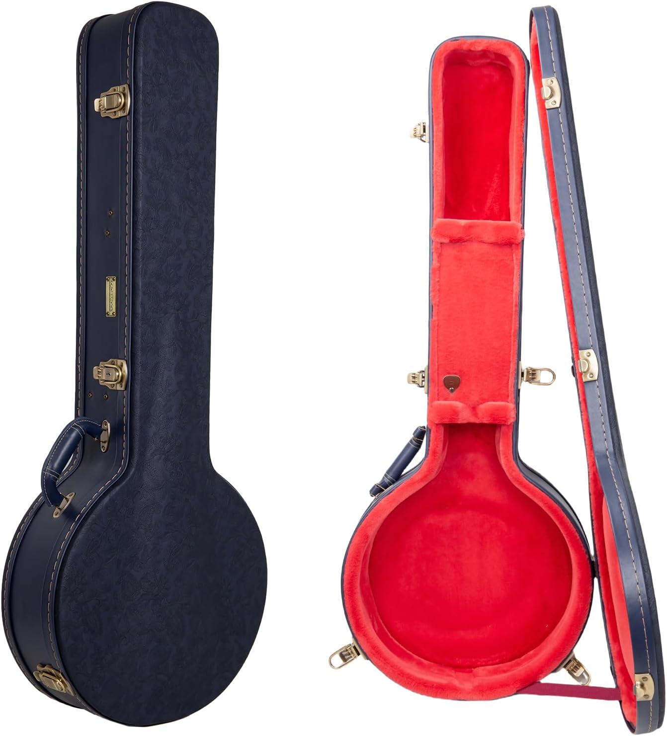 Crossrock Relief Series Open-Back Banjo Case for 11''–12.5'' Rims | Carved Ocean Blue Finish, Deep Scarlett Velvet Interior, Lock (CRW630OBJOB)