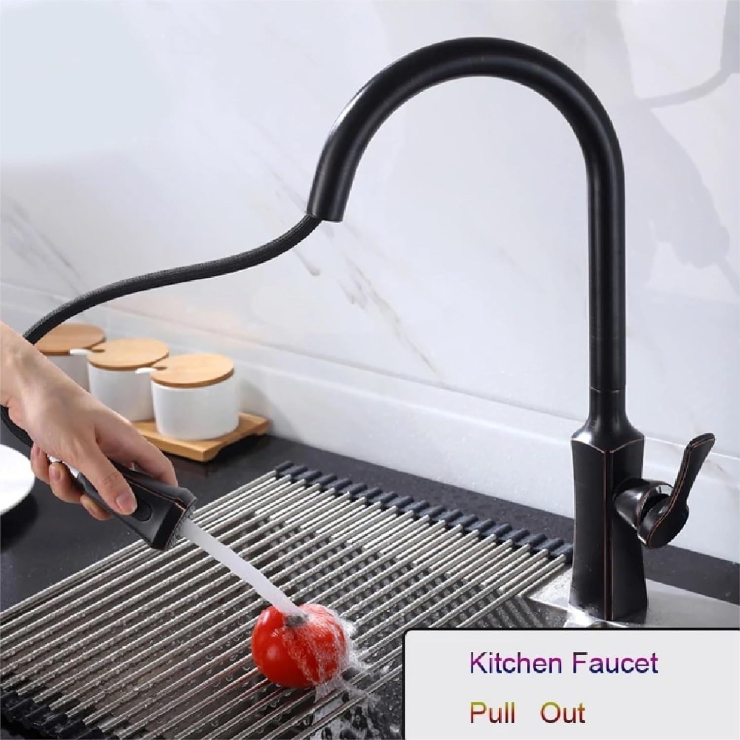 Kitchen Faucet Pull Out 2 Function Head Kitchen Sink Mixers Deck Mounted Spring Mixer Faucet(Brushed Gold)