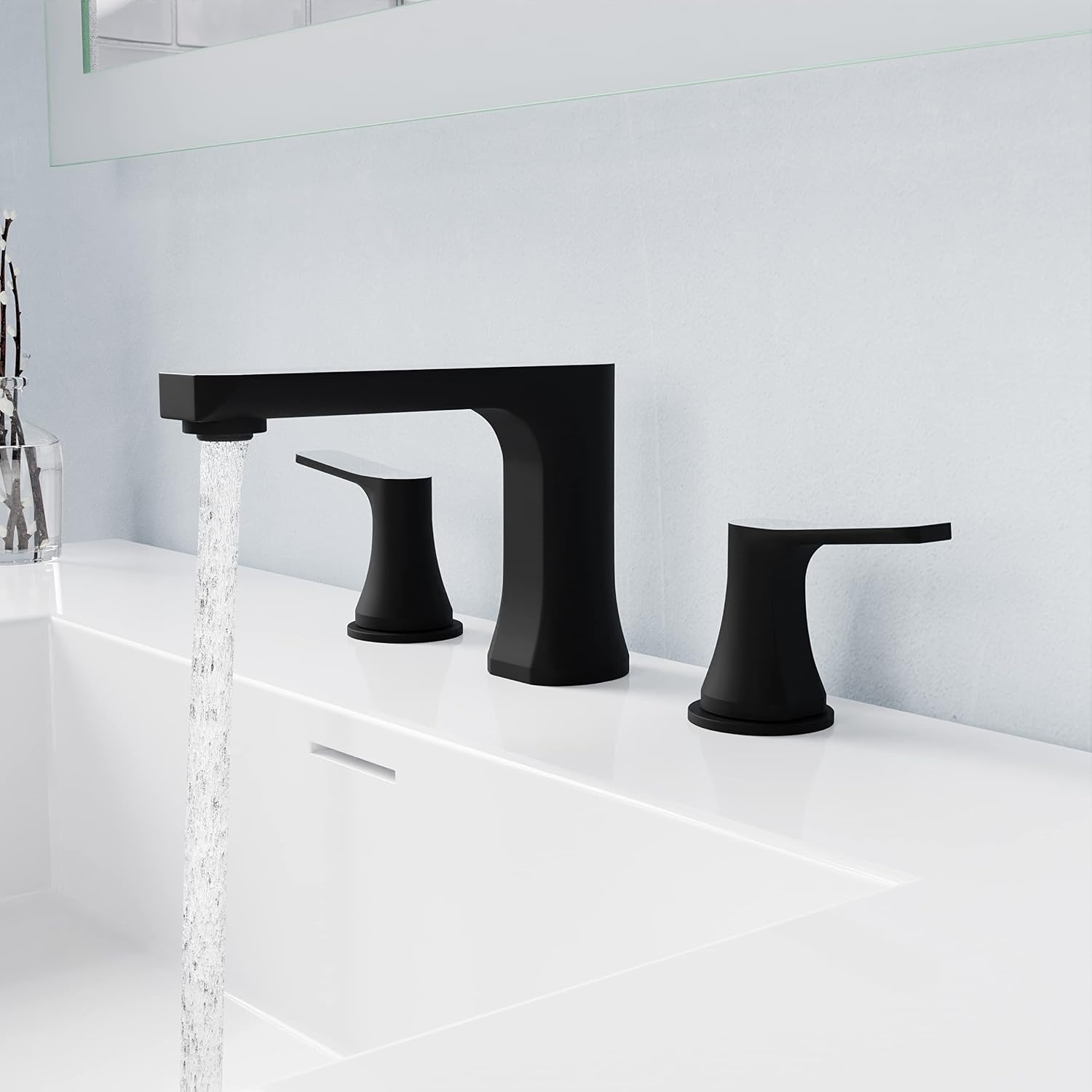 ANZZI Bathroom Faucet, Two Handle for Sink 3 Hole, Three Hole Bathroom Sink Faucet, RV Faucet, Vanity Faucet, Two Tone 8in Widespread Faucet, Matte Black & Chrome Faucet and Pop-up Drain (L-AZ902MB-C)