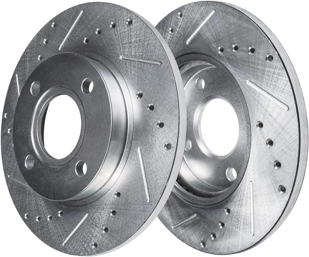 Detroit Axle - Brake Kit for Fiat 124 Spider Mazda MX-5 Miata Drilled and Slotted Disc Brake Rotors Ceramic Brakes Pads 2017 2018 2019 Replacement : 11.02' inch Front and Rear Rotors