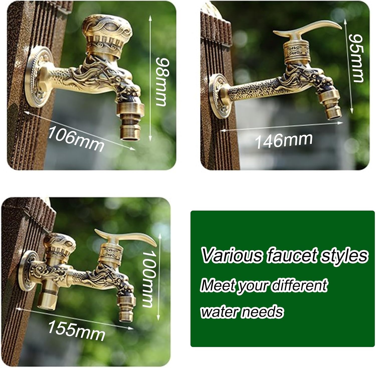 Garden Water Column Outdoor Post Faucet Vertical Square Decorative Water Feature Fountain Water Dispenser Hydrant Durable and Decorative Fixture