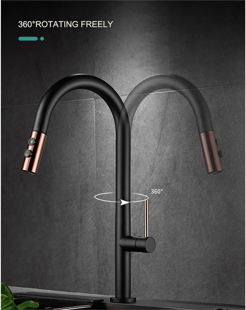 Modern Kitchen Faucet Pull Out 2 Mode Outlet Water Spray Deck Mounted Hot and Cold Water Sink Mixer Tap(White-Gold)