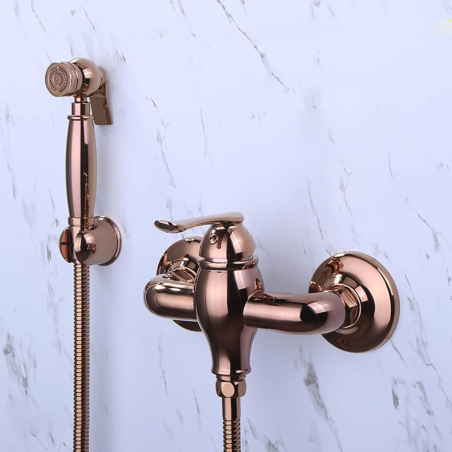 Handheld Bidet Sprayer for Toilet, Rose Gold Wall Mounted Bathroom Cloth Diaper Set with Cold and Hot Water, Brass Kit for Personal Hygiene,Type a(Type a)